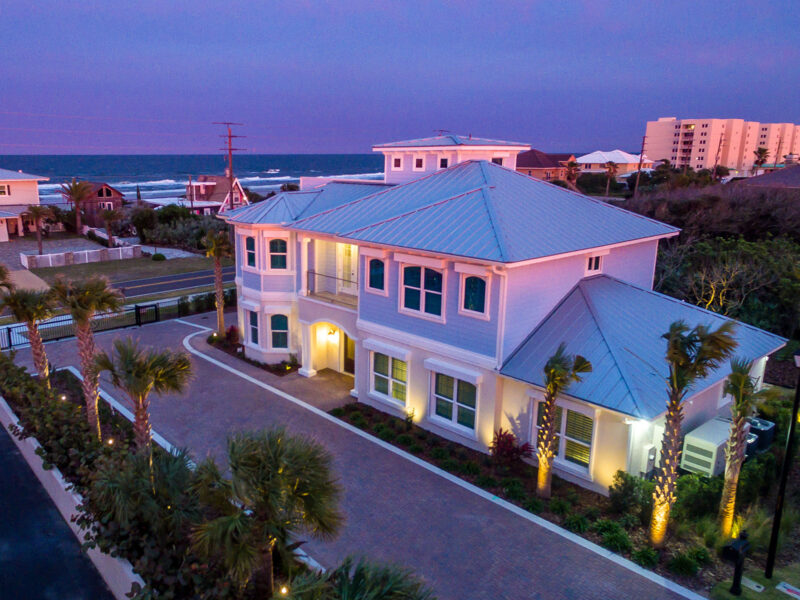 The Mallory home model photographed in the evening