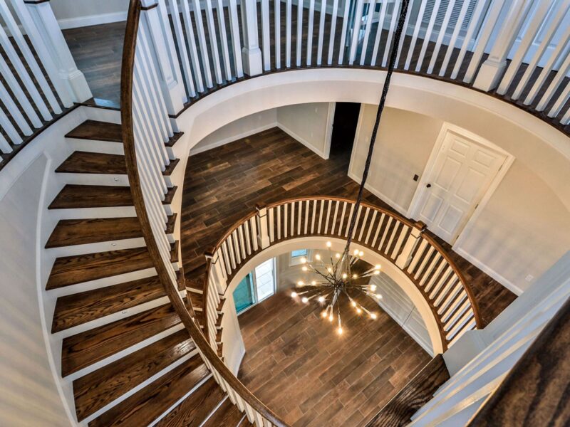 three level grand staircase in the Mallory home