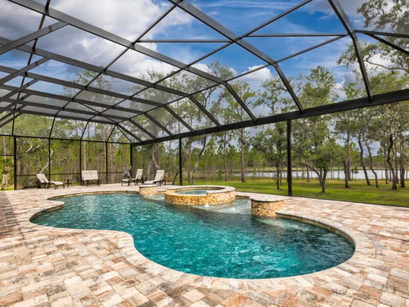 outdoor full screen enclosure for pool and hottub area for the Viviane home